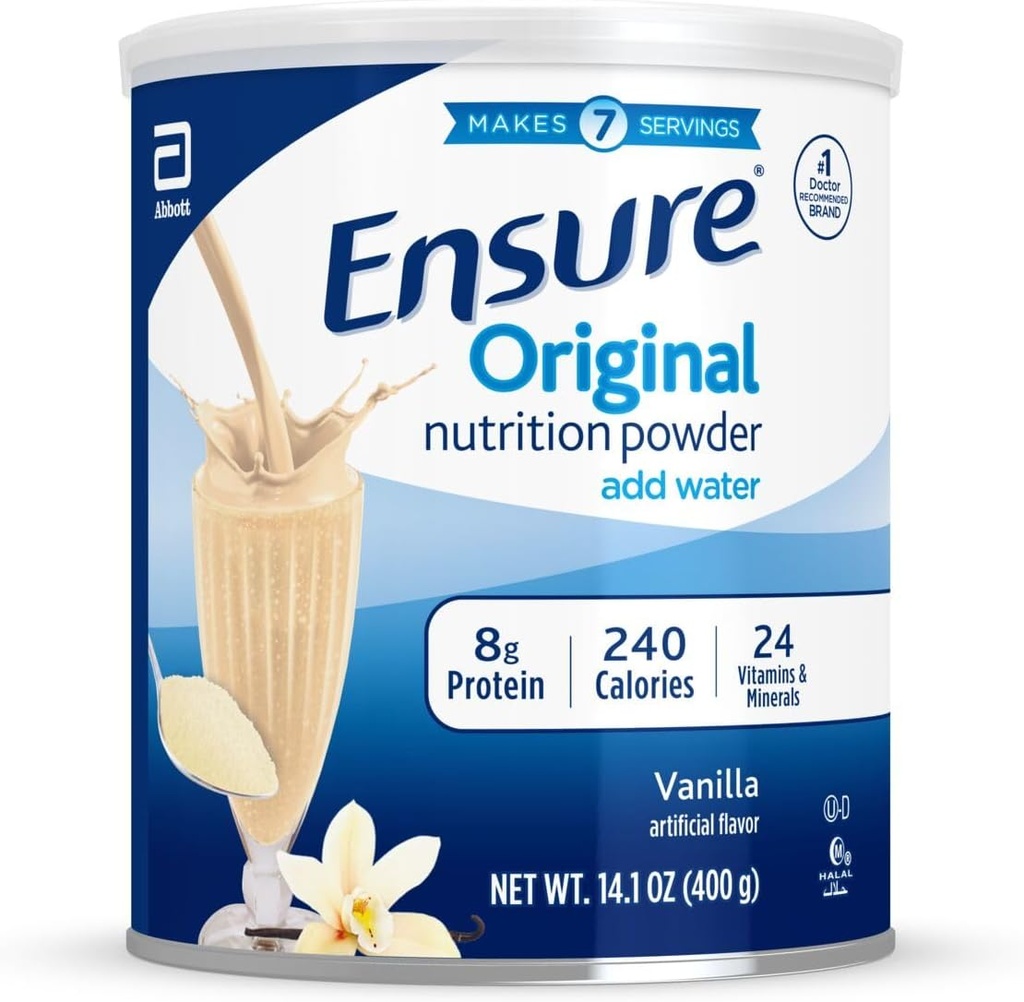 Ensure Original Vanilla Nutrition Powder | Vanilla Protein Powder | Small Meal Replacement Shake Mix | 8g Protein, 24 Vitamins & Minerals | Immune Health | 14.1 oz