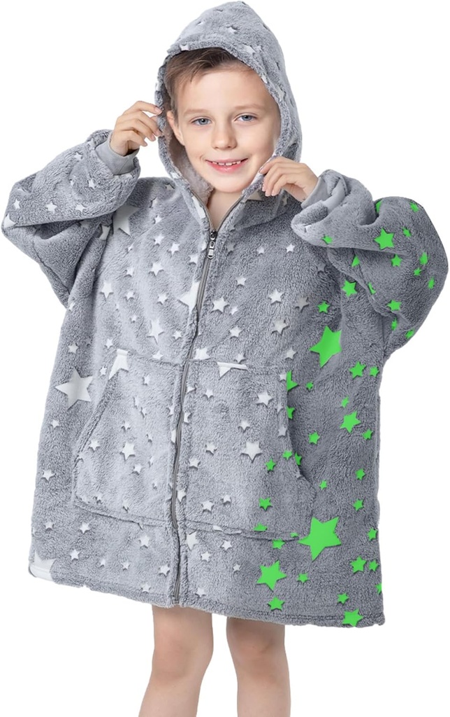 MeMoreCool Draagbare deken Kids Deken Hoodie, Hooded Deken Kids Comfy deken Sweatshirt, Peuter Deken met Hood