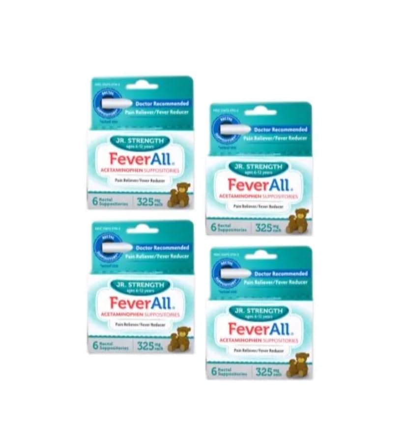 4 verpakkingen Feveral JR. ACETAMINOPHEN 325MG Zetpil 6CT