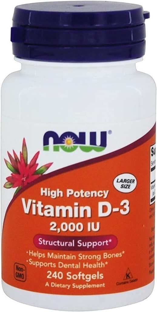 Nu Foods, (2 Pack) Vitamine D-3 Hoge Potentie, 2.000 IE, 240 Softgels