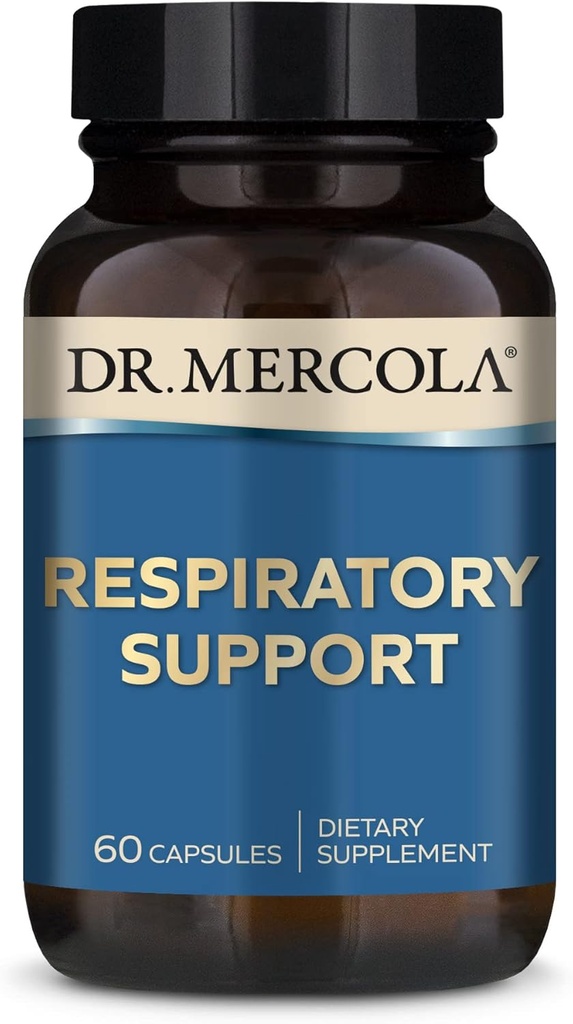 Dr. Mercola Respiratory Support Dieetsupplement, 30 porties (60 capsules), Antioxidant & Immuun Support, Niet GGO, Sojavrij, Glutenvrij