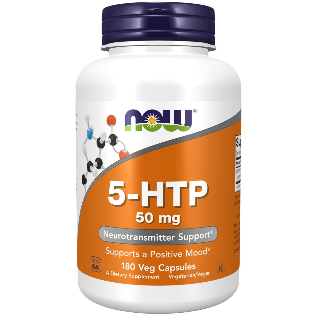 NOW Foods Supplementen, 5-HTP (5-hydroxytryptofaan) 50 mg, Neurotransmitter Ondersteuning*, 180 Veg Capsules
