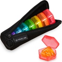 Kleine pil Box, 7 Packs Travel Pill Case met tas, Mini pil Organizer voor Pocket Purse, Daily Portable Medicine Vitamine Box, Fish Oil Box, Supplement Box