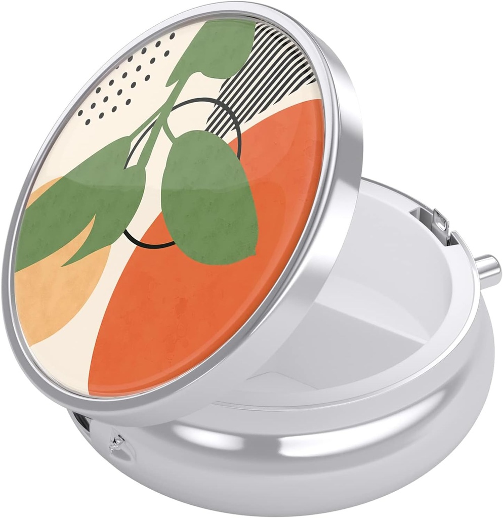 Nipichsha Pill Box, kleine pil geval voor portemonnee & Pocket, schattige reis medicijnen Organisator, draagbare geneeskunde container houder om vitamines te houden, medicijnen, visolie & supplement, tropische planten