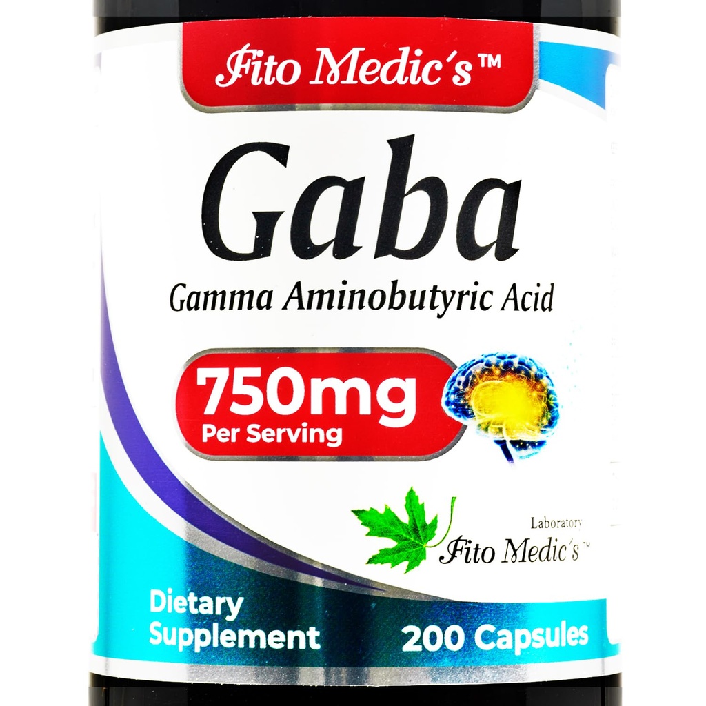 FITO MEDIC'S Lab- GABA, 750 mg per portie, 200 capsules, GABA-supplementen, ultra hoge absorptie - aminozuren - GABA-poeder - boterzuur s.