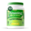 Verbazingwekkend Gras Groen Superfood Energie: Super Greens Poeder & Plant Based Cafeïne met Groene Thee, Beetwortelpoeder & Vlaszaad, Lemon Lime, 100 porties (Verpakking mei Vary)