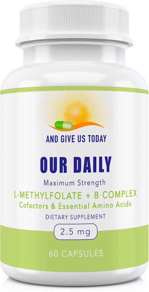 Our Daily Vites L-Methylfolaat B Complex Cofactors & Essentiële Aminozuren (2,5 mg) - Active Folaat, Methylated B12 Methylcobalamine, B6 en Glycine - 60 Tel.