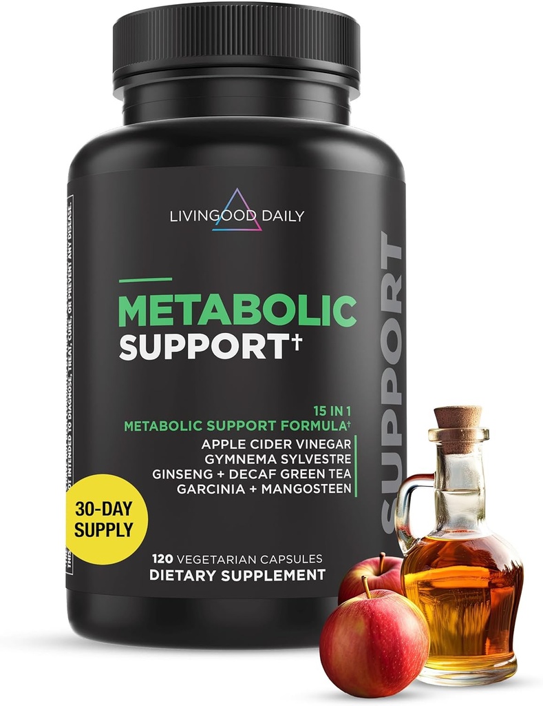 Livingood Daily Metabolisme Booster for Women & Men, Metabole Support (120 Vegetarische Capsules) - Metabolisme Boost Supplement ondersteunt spijsverterings- en hartgezondheid - Non-GMO, Glutenvrije, & Veganistisch