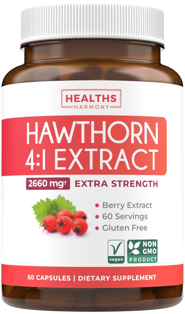 Super Krachtige Hawthorn Berry Extract Capsules - Hawthorn Berry Supplement Gemaakt van extra kracht concentreren ter ondersteuning van hart en spijsvertering gezondheid - Vegan Non-GMO & Glutenvrij (2 maanden levering)