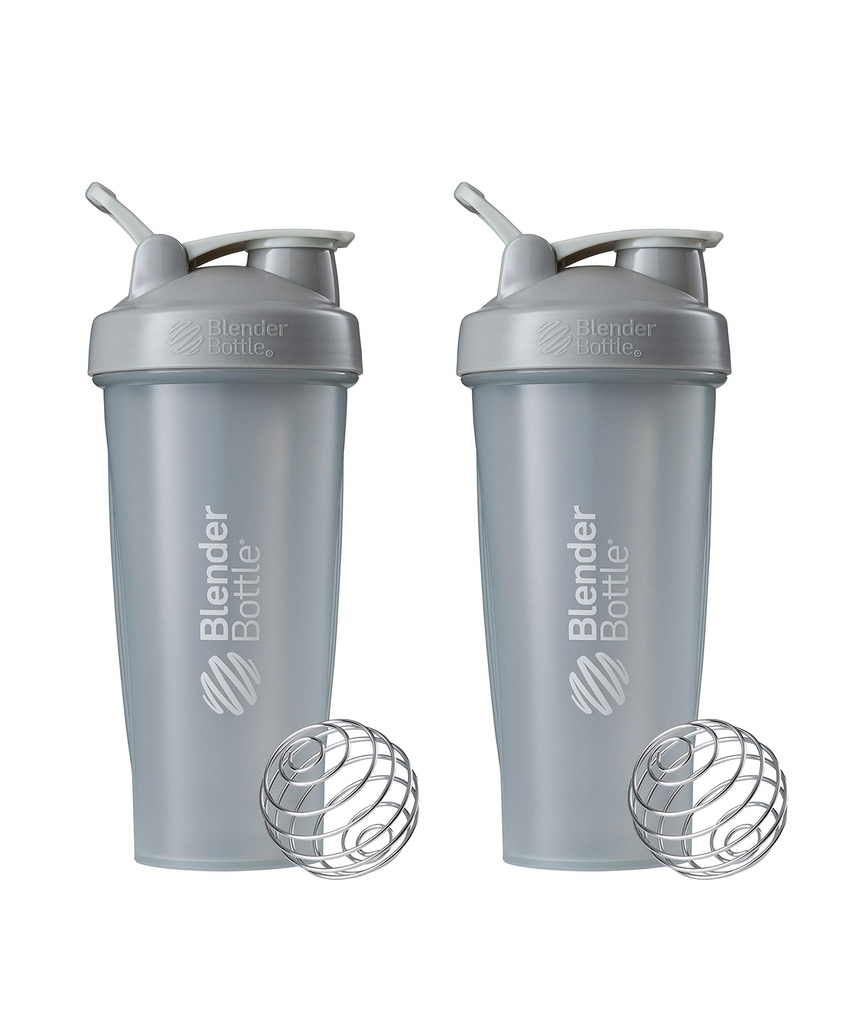 BlenderBattle Classic Shaker Bottle Perfect voor eiwitshakes en preworkout, 28-Ounce (2 Pack), Pebble Grey