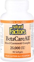 Natuurlijke factoren, BetaCareAlle 25.000 IE, Vitamine A voor een gezonde huid, zicht en immuunfunctie, 90 Softgels