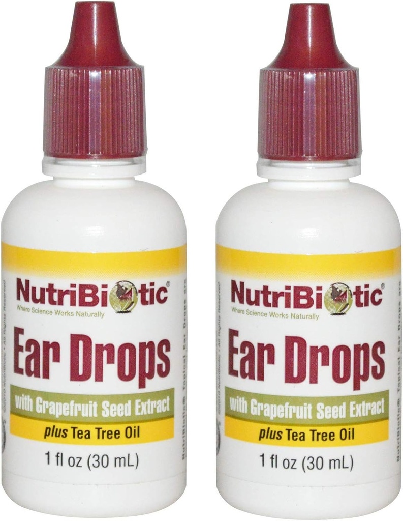 Nutribiotic oordruppels met Grapefruitzaadextract en theeboomolie (verpakking van 2, 1 Oz per stuk)