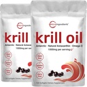 2 Pack Antarctica Krill Oil Supplement, 1000mg Per Serving, 120 Soft-Gels Elk, Rijk aan Omega-3s, EPA, DHA & Astaxanthine, Ondersteunt Brain Health, Premium Krill Oil Capsules Liquid Softgels