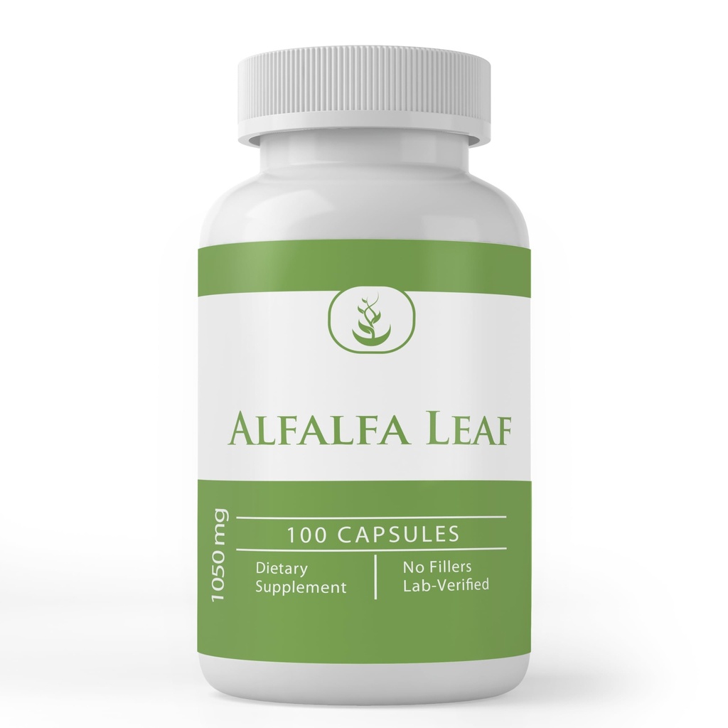 Pure originele ingrediënten Alfalfablad, (100 capsules) Altijd zuiver, Geen additieven of fillers, Lab geverifieerd