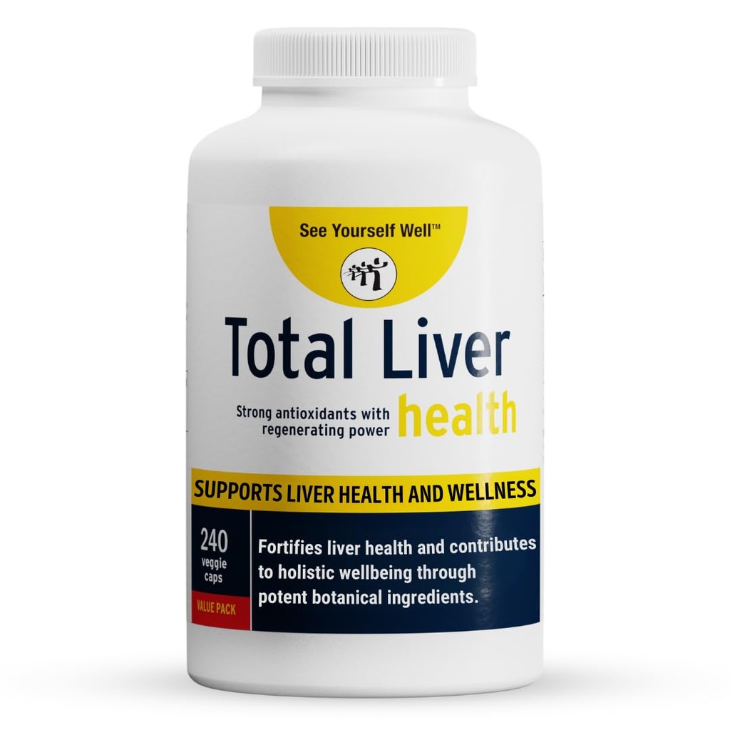 Zie jezelf goed Total Liver Health Supplement met melkdistel, Dandelion Root, Yarrow, Burdock Root, en Artichoke 240 Vegan Capsules voor leverfunctie ondersteuning