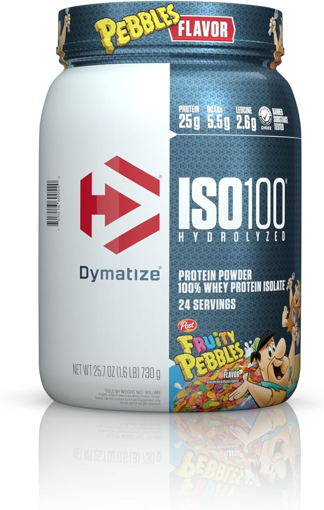Dymatize ISO100 Gehydrolyseerd 100 Wei Proteine Isolaat Fruitige Pebbles (1.6 Lbs. / 24 Servers)