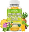 Lever Reiniging Detox & Reparatie Gummies met melk distel 3000mg, 24-in-1 lever Gezondheid Supplement met Dandelion, Artichoke, Suikervrije lever Detox Gummies, Ananas smaak - 60 Tellen