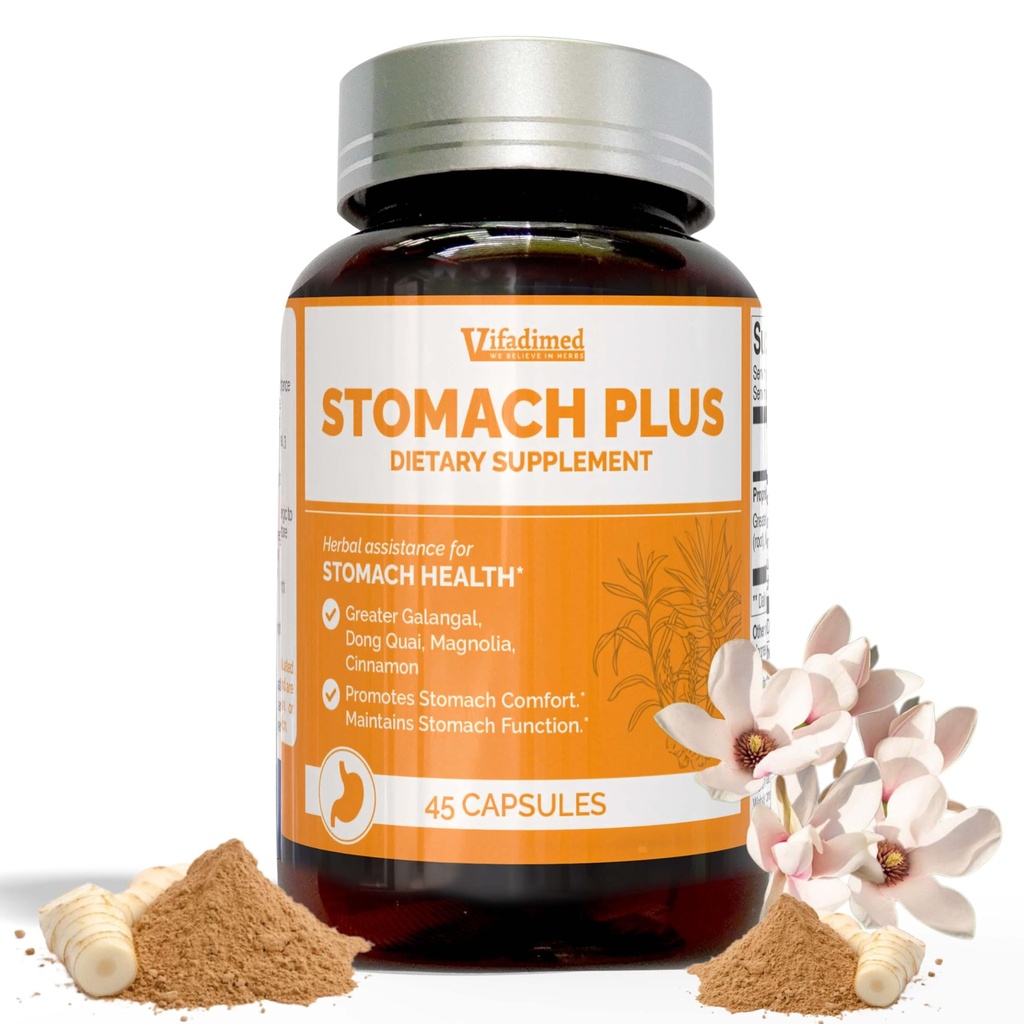 Maag Plus-voor maag, gastritis, maaglijn reparatie, zuur reflux, brandend maagzuur, indigestie, met Galangal, Dong Quai, kaneel & magnolia-45 capsules