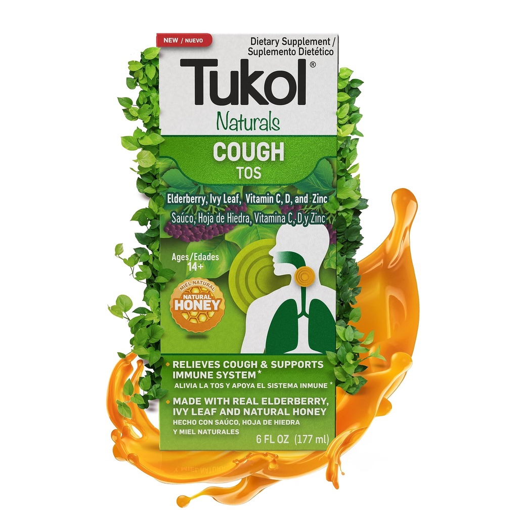 TUKOL Naturals Vlierbes Siroop met vitamine C, D en zink, Immuun Support Supplement met natuurlijke honing voor volwassenen & tieners, Herbal Vlierbes Boost voor Immuniteit & Antioxidant Ondersteuning, 6oz
