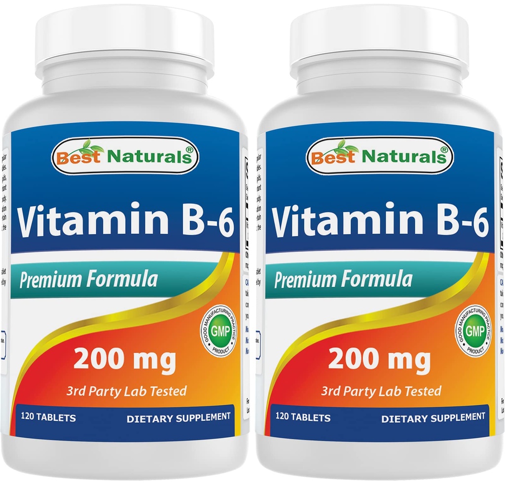 Best Naturals Vitamine b6 200mg voor volwassenen, 120 tabletten (120 telling (verpakking 2))