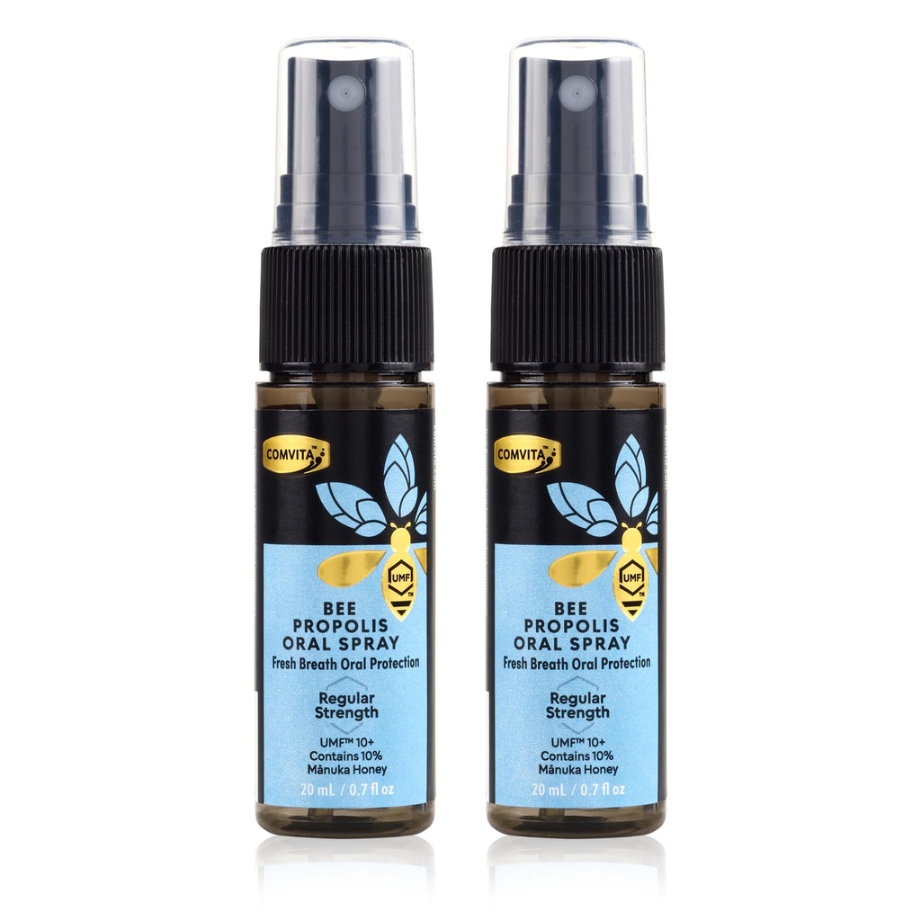 Comvita Bee Propolis Throat Spray - Natuurlijke Immune Support, verzachtende munt smaak met Nieuw-Zeeland UMF 10+ Manuka honing, Antioxidant, Dieetsupplement - 0,7 fl oz, Pack of 2