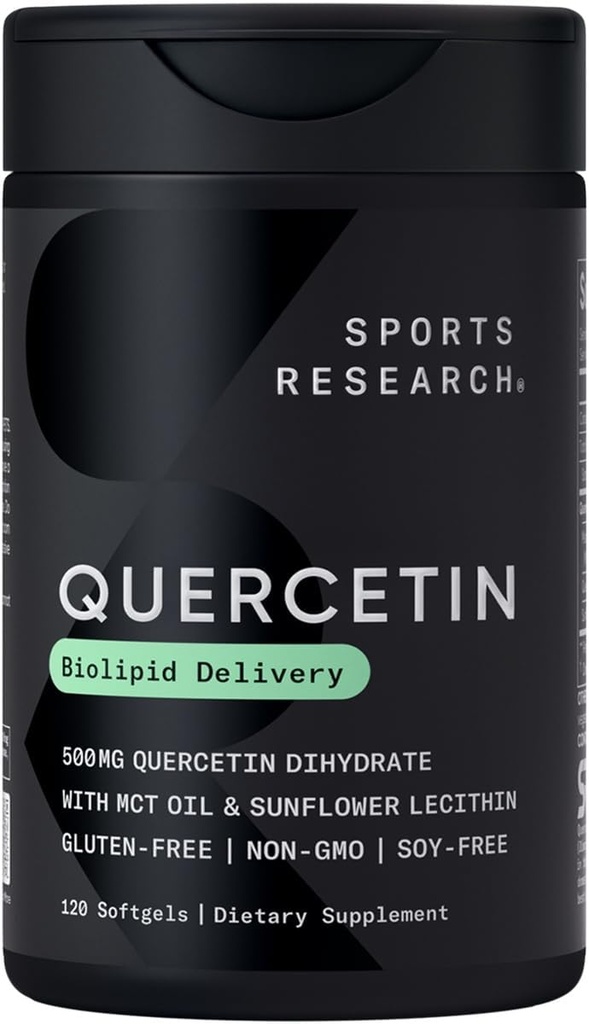 Sportonderzoek Quercetine met kokosolie en zonnebloemlek voor betere absorptie - Ondersteunt antioxidante activiteit en immuungezondheid Glutenvrij & niet-GMO geverifieerd - 120 vloeibare softgels