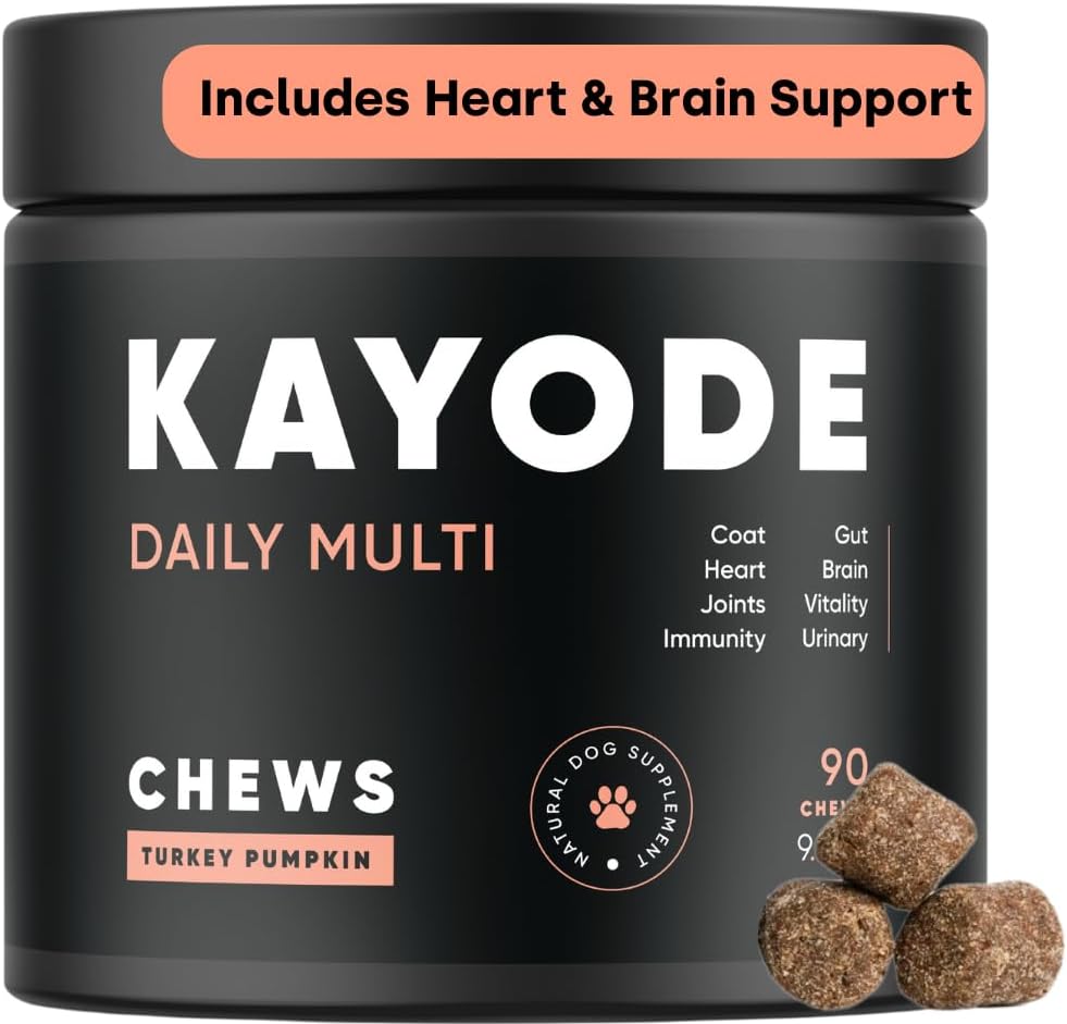 Kayode Daily Multi - Honden Multivitamine & Superfood Kauw. Vul Nutrient Gaps. Helpt gewrichten, spijsvertering, hart, hersenen, urine en meer. Voeg voedingsstoffen toe Hondenvoer Misses. Geweldig voor Puppies ook.