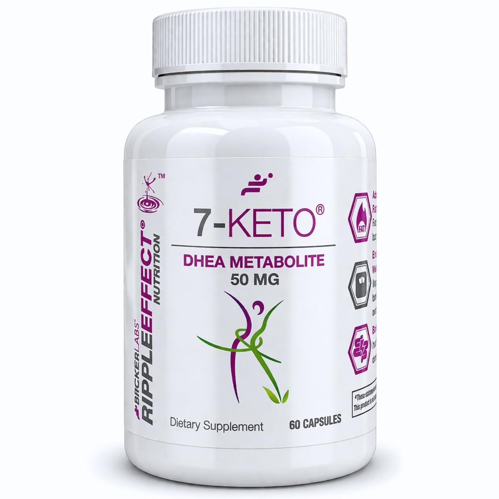 Bricker Labs 7-Keto DHEA Metaboliet 50 mg Dieetsupplement voor Metabole Ondersteuning en Energiebalans, 60 capsules