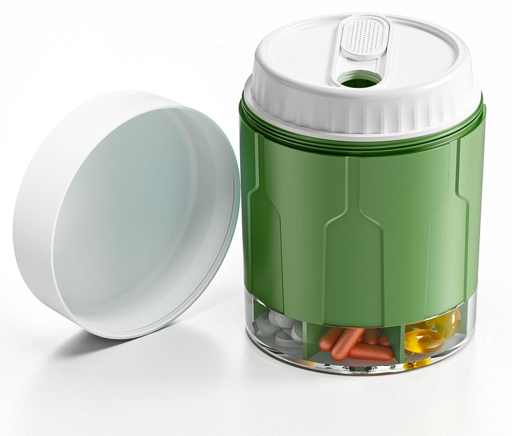 Grote Pillen Organisator, Dagelijkse Pillen Dispenser Flessen met 7 Grote Compartiments, Jumbo Pill Box, Pill Opslag Container voor Vitamine, Visolie, Medicine Supplement, Gemakkelijke Turn Lid met bijgevoegde label, Groen