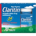 Claritine 24 uur Allergie Geneeskunde, Niet-Drowsy Prescription Sterkte Allergie Relief, Loratadine Antihistamine Tablets, 70 Tel.
