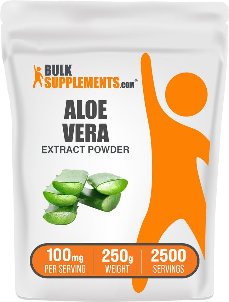 BulkSupplements.com Aloe Vera Extract Powder - Aloë Vera Supplement, Herbal Supplement - Vegan & Glutenvrij, 100mg per portie, 250g (8.8 oz) (verpakking van 1)