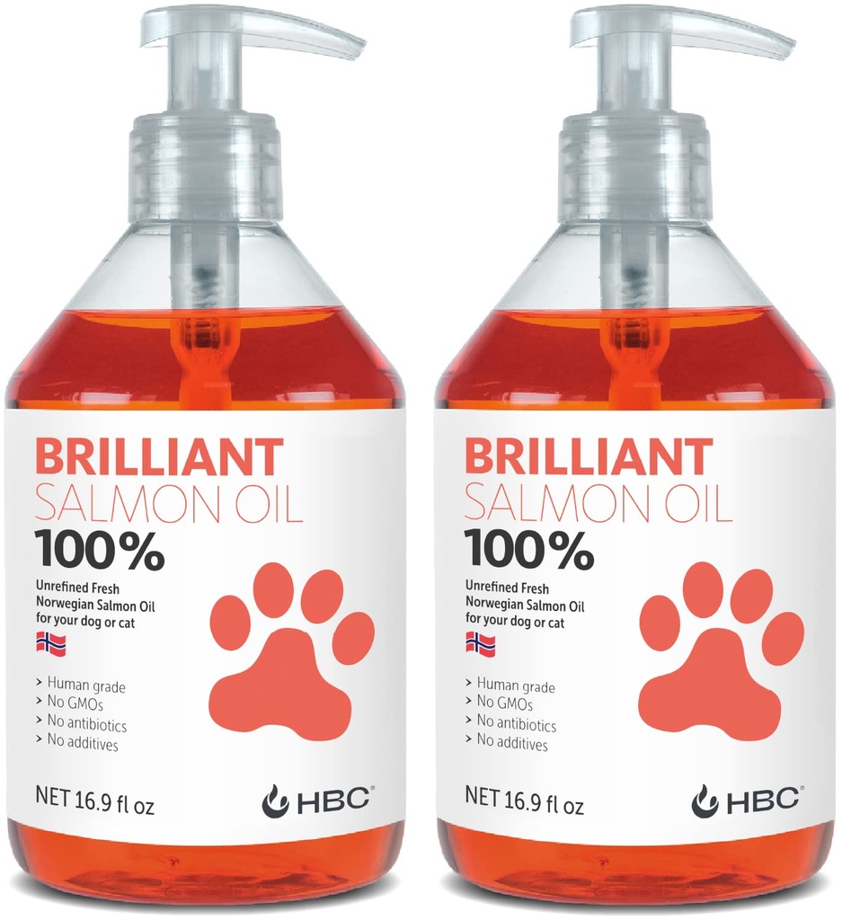 Zalmolie voor honden - gezonde huid & jas, natuurlijke Noorse Omega 3 visolie voedingssupplement, EPA & DHA vetzuren, ideaal voor vergieten, Allergie, jeuken, droge huid, gezamenlijke & botgezondheid - (2 x 16.9oz)