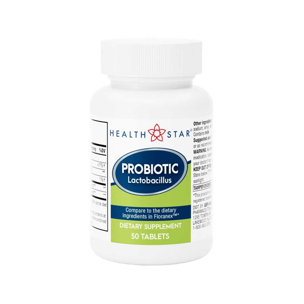 GeriCare Probiotische Lactobacillus, Ondersteuning Digestieve Gezondheid, Dieetsupplement Tabletten, 50 Tellen (verpakking van 1)
