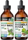 BIO KRAUTER Holy Basil Tinctuur 4 Fl. Oz. & Rhodiola Rosea Tinctuur 4 Fl. Oz.