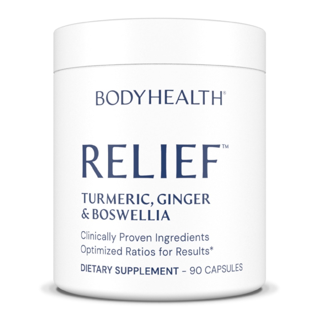 BodyHealth Inflam Relief, Joint Supplement, Relief for Back, Knies, Hands, with Turmeric, Boswellia, Gember, Alle Natuurlijke, Non-GMO, Glutenvrij (90 Capsules)