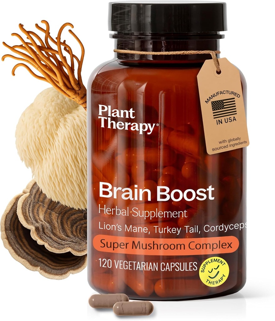 Plantentherapie Leeuwen Mane Capsules geproduceerd in USA 4 Maand Het aanbod met Turkije Staart en Cordyceps Ondersteunt Geheugen Focus Supplementen voor Vrouwen & Mannen Hersenen Boost 120 Vegetarische Capsules