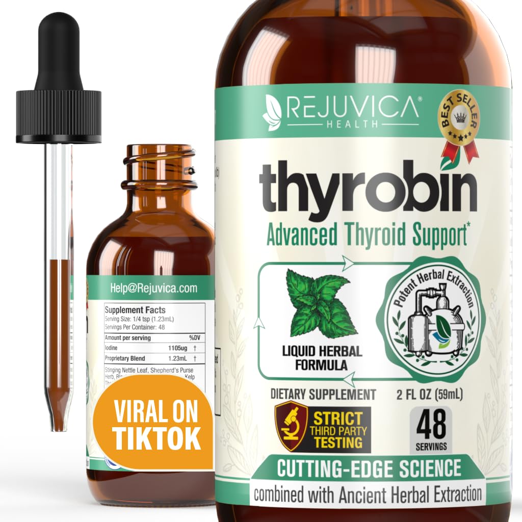 Thyrobin - Advanced Thyroid Support Supplement - vloeibare levering voor betere absorptie - Jodium, Stinging Nettle, Kelp, Astragalus, Ashwagandha en meer!