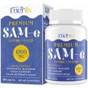 1200 MG SAM e Supplement voor Brain, Mood, Joint en Liver, High Absorptie SAM-e (S-Adenosyl-L-Methionine) met CoQ10, 5-HTP, Enteric Coated 60 Tablets, Vegan