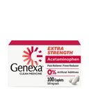 Genexa Clean Acetaminophen 500mg Extra sterkte, Verfvrije pijn Reducer van koorts, 0% Artificiële Additieven, Pijn Geneeskunde voor volwassenen, Verlicht Hoofdpijn, Rugpijn, Kleine Artritis Pijn, 100 tabletten