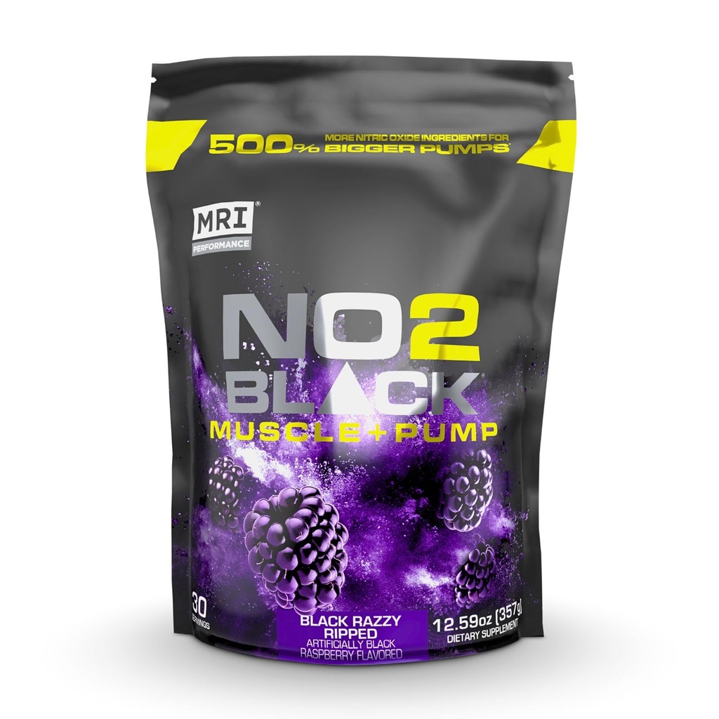 MRI NO2 Black Nitric Oxide Supplement for Pump, Muscle Growth, Vasculariteit & Energy - Krachtige Stim-Free Pre-workout met Citrulline (30 Servings) (Black Razzy Ripped)