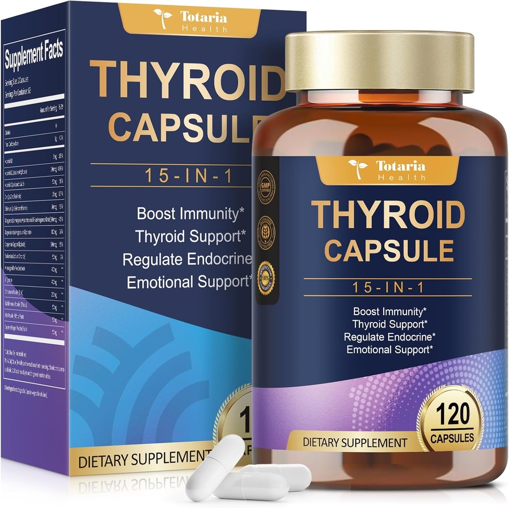Schildklierondersteuning voor vrouwen & Man Supplement Complex Capsules - Jood Schildklier Supplement met L Tyrosine Bladerwrack Kelp Ashwagandha Selenium Supplementen - Mood Enhancer Energy Blance Thyroid Level