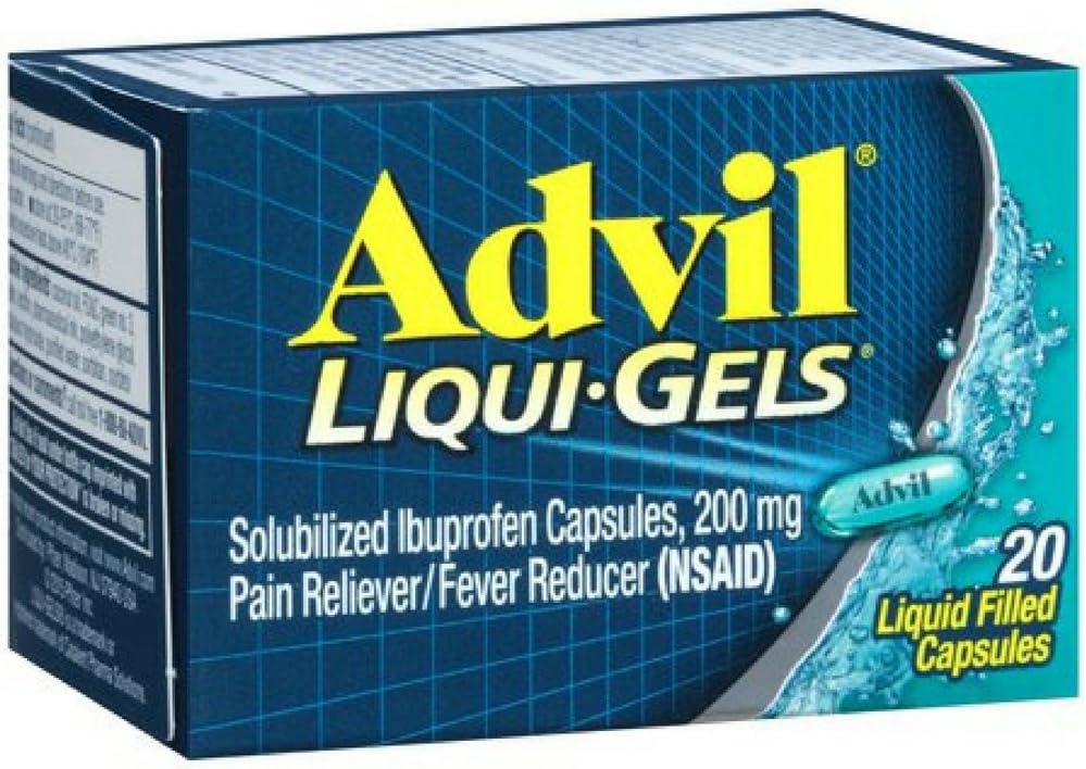 Advil Liqui-Gels 20s Maat 20s Advil Ibuprofen pijn verlichting vloeistof gevuld capsules 20ct