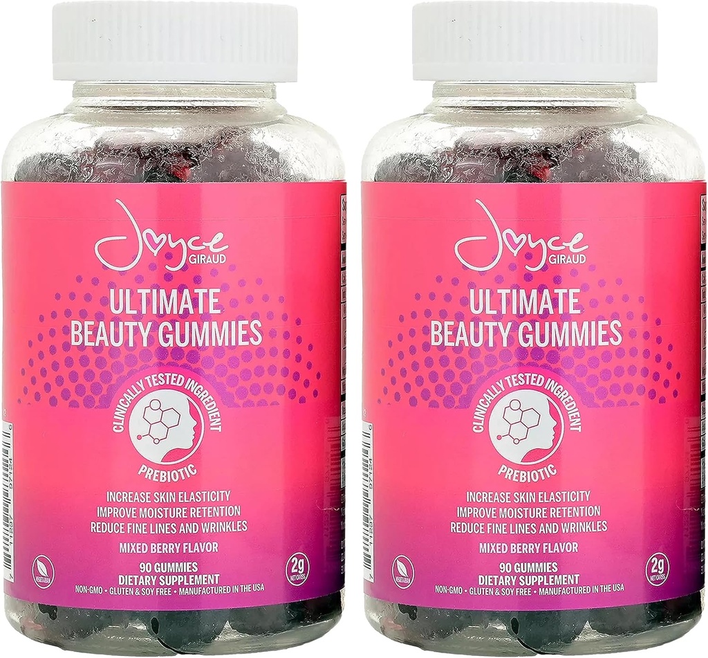 Joyce Giraud Ultimate Beauty Gummies, 60-dagen levering, ondersteunt huid hydratatie & gezonde huidtone, 180 Gummies