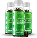 Vitamatic 3 Pack Irish Sea Moss Gummies- 3000mg Equivalent per portie (uit Extract 132,5 mg) - 60 Ct - Made with Bladderwrack & Burdock Root - Seamoss Supplement for Thyroid, Energy, Immune Support