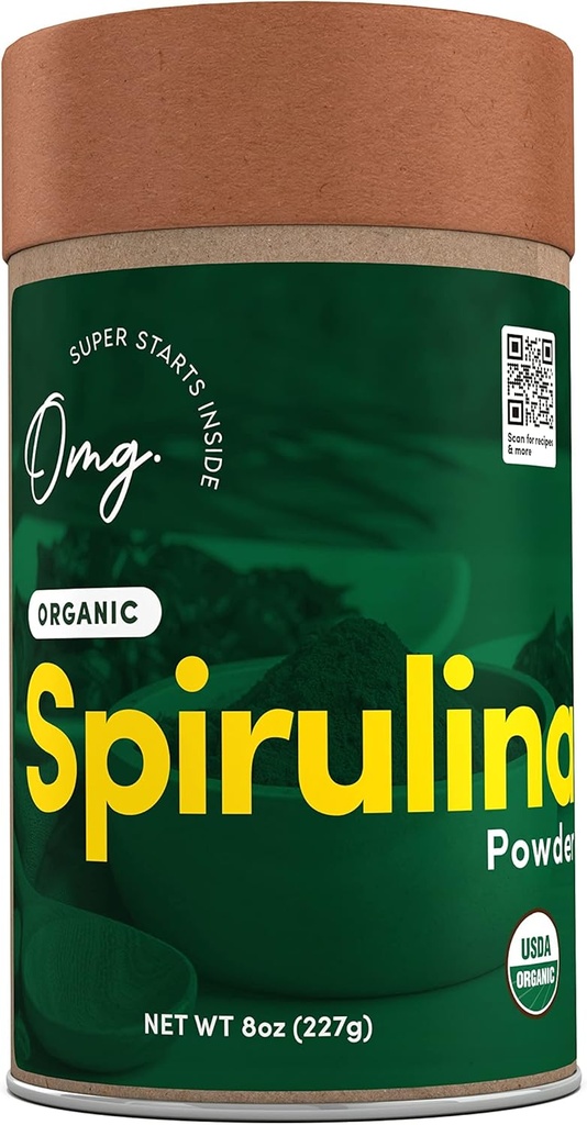 OMG! Superfoods Organic Spirulina Powder - 100% Pure, USDA Certified Organic - Good Source of Iron, Vitamin A & Vitamin B12. - 8 Ounces (1 Package) …