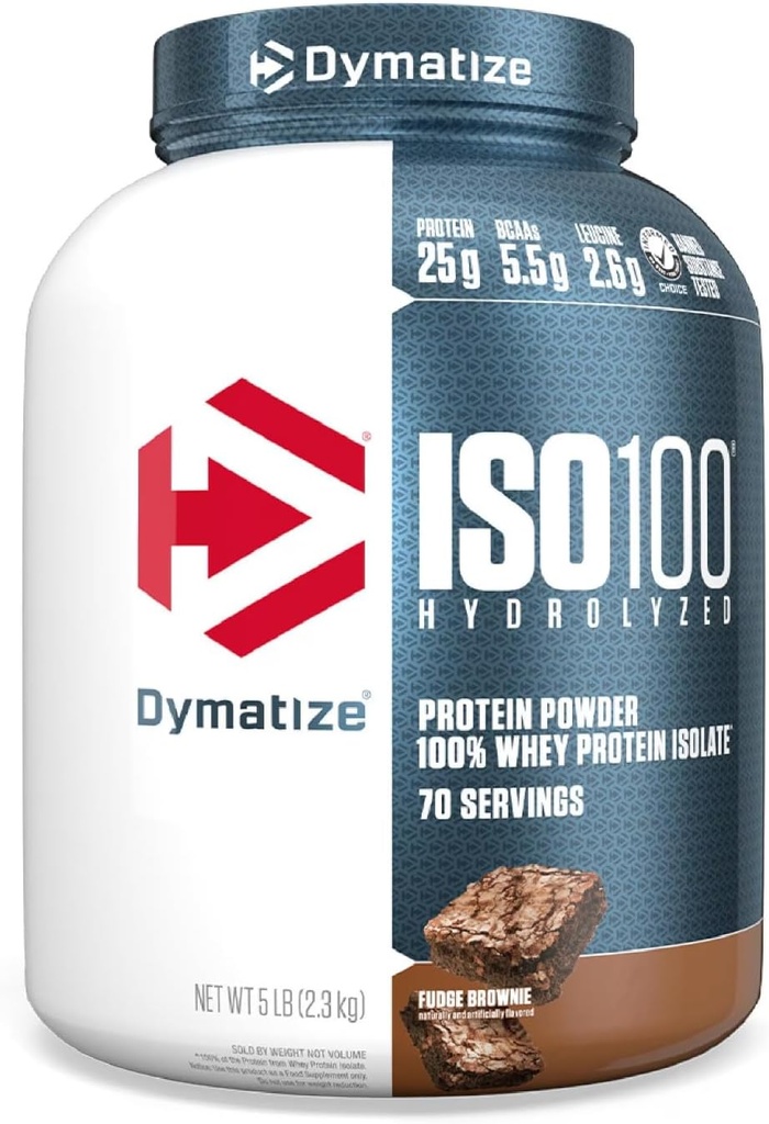 Dymatiseren ISO 100 Gehydrolyseerde Wei Proteïne Poeder Isolaat, Fudge Brownie, 5 Pond