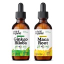 Wilde en biologische Ginkgo Biloba Tinctuur 2 fl oz & Maca Wortel Tinctuur 2 fl oz