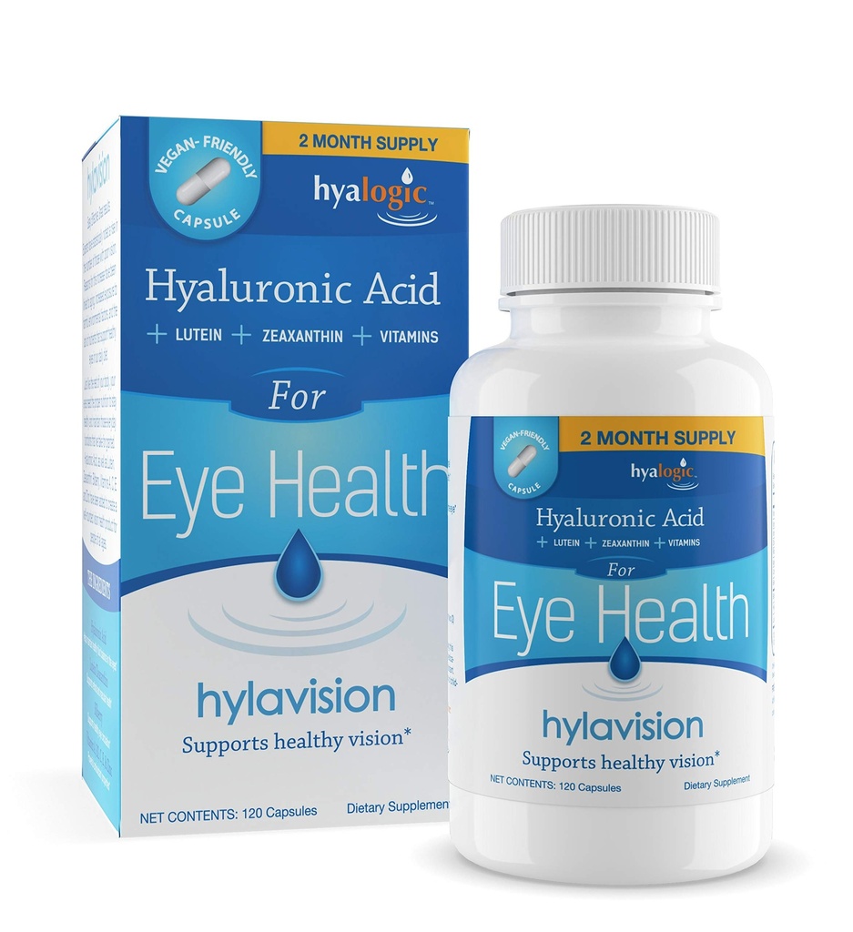 HylaVision Eye Health Supplementen: Hyaluronzuur, luteïne en zeaxanthine Dieetsupplementen voor Vision Support (120 capsules)