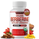 Organic Berberine with Ceylon Cinnamon 2175mg - Premium berberine supplement high purity extract USDA Organic, support immune system, Berberine Plus Complex, Non-GMO Vegan for Men Women 90 Capsules