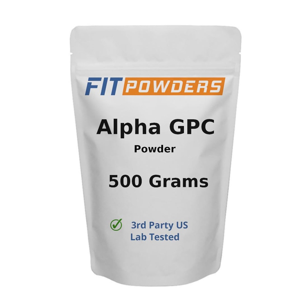 Alpha-GPC Powder 500 Gram, Non-GMO Alpha GPC Supplement Choline Powder, Vegan, Third Party Tested, Pre-workout, Geheugen en Focus, met Scoop